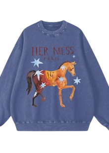  Maku the Label Her Mess Sweater - Acid Wash Blue