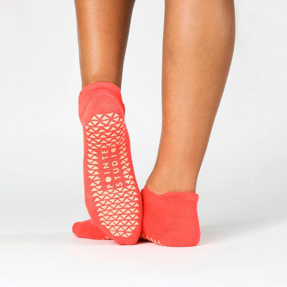 Pointe Studio Union Grip Socks - Hot Coral