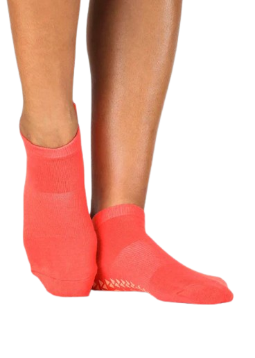 Pointe Studio Union Grip Socks - Hot Coral