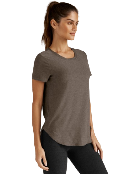 Beyond Yoga Featherweight On The Down Low Tee - Soft Umber Heather