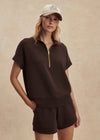 Varley Ritchie Short Sleeve Sweat - Coffee Bean