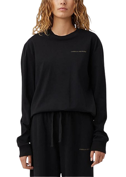 C&M Camilla and Marc Pierre Long Sleeve Top - Black