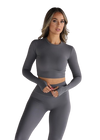 Leelo Sculpt Long Sleeve Crop - Charcoal