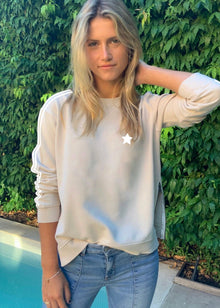  Sophie Moran Arm Stripe Sweatshirt - Beige/White