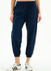 Splits59 Megan Women Nylon Jogger with Piping - Indigo/Creme