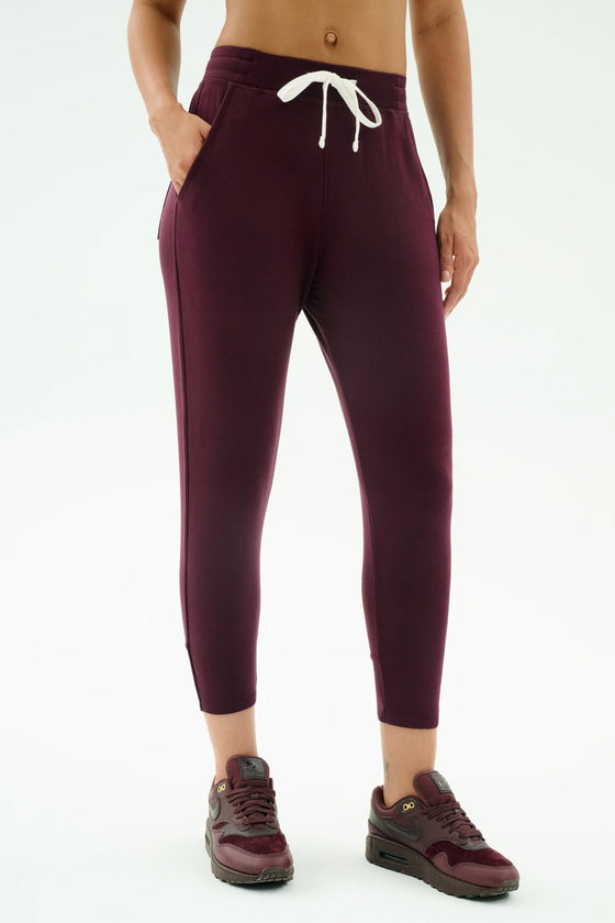 Splits59 Reena Fleece 7/8 Pant - Dark Cherry