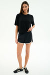 Splits59 Megan Woven Nylon Run Short - Black/Creme