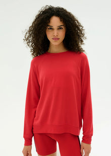  Splits59 Andie Oversized Fleece Sweatshirt - Pirate Red