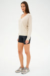 Splits59 Bennie Fleece V-Neck Sweatshirt - Oat/White
