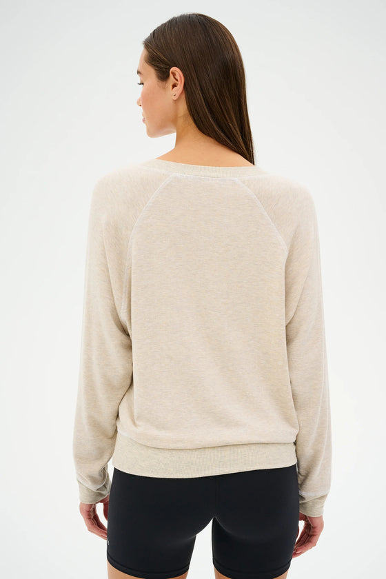 Splits59 Bennie Fleece V-Neck Sweatshirt - Oat/White