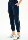 Splits59 Megan Women Nylon Jogger with Piping - Indigo/Creme