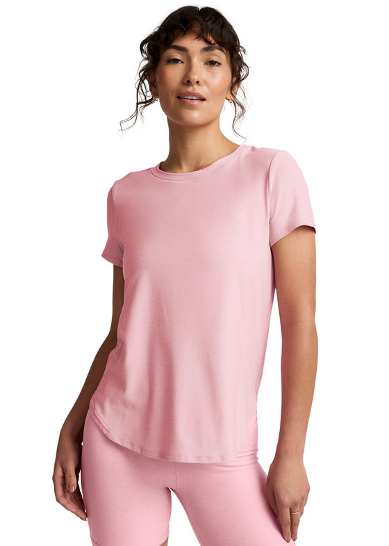 Beyond Yoga Featherweight On The Down low Tee - Frosty Pink Heather