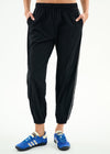Splits59 Megan Women Nylon Jogger with Piping - Black/Creme