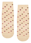 MoveActive Quarter Crew Non Slip Grip Socks - Hearts Aflutter Beige