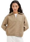 Vacation Club Collared Knit Jumper - Khaki