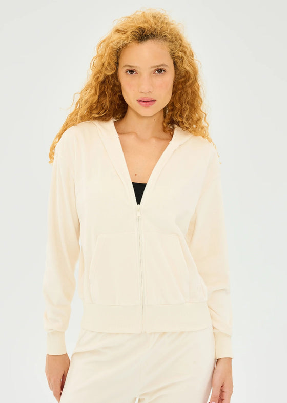 Splits59 Rhys Velour Zip up Hoodie - Creme