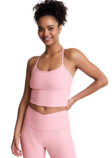  Beyond Yoga Spacedye Slim Racerback Cropped Tank -  Frosty Pink Heather