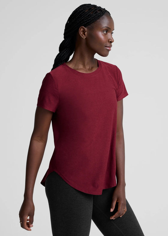 Beyond Yoga Featherweight On The Down low Tee - Ruby Rush Heather
