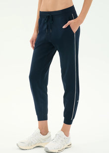  Splits59 Airweight Jogger 7/8 with Piping - Indigo/White