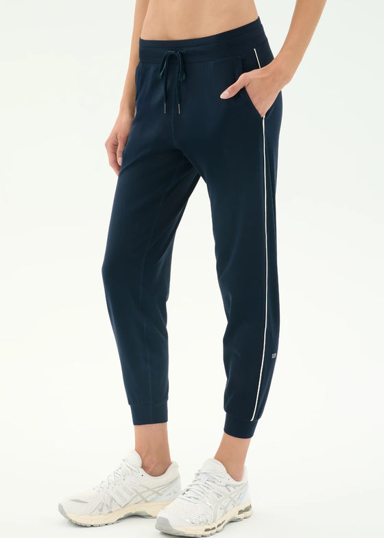 Splits59 Airweight Jogger 7/8 with Piping - Indigo/White