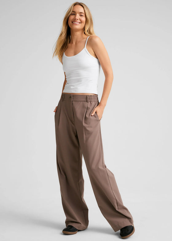 Beyond Yoga Status Wide Leg Trousers - Khaki