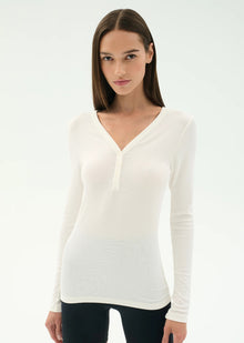  Splits59 Louise Rib Henley - White