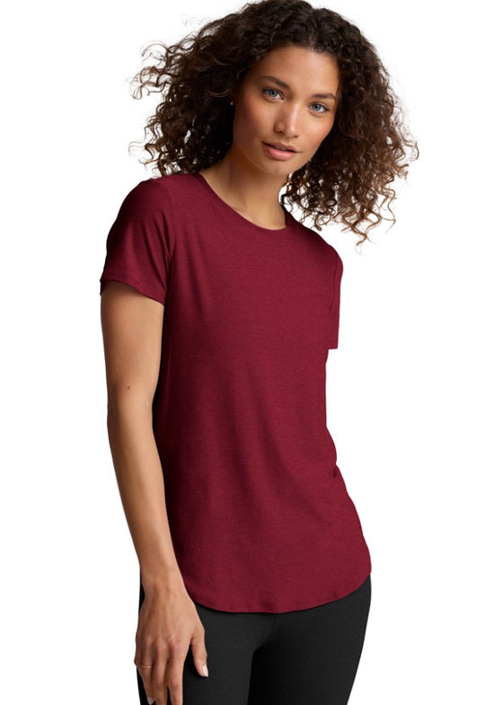 Beyond Yoga Featherweight On The Down low Tee - Ruby Rush Heather