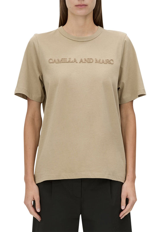 C&M Camilla and Marc Tia Flocking Logo Tee - Sepia