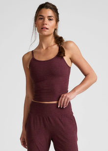  Beyond Yoga Spacedye Forever Waist Length Tank - Midnight Burgundy Heather