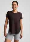 Beyond Yoga Featherweight On The Down low Tee - Dark Chocolate Heather