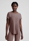 Beyond Yoga Featherweight On The Down low Tee  - Rosey Taupe Heather