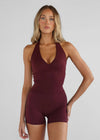 Leelo Sculpt Halter Neck Tank - Cherry Cola