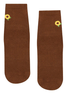  MoveActive Crew Non Slip Grip Socks - Sunflower Fields