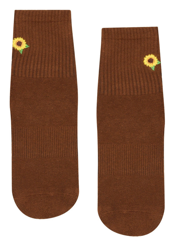MoveActive Crew Non Slip Grip Socks - Sunflower Fields