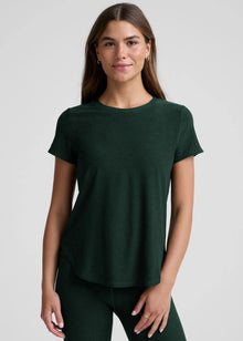  Beyond Yoga Featherweight On The Down Low Tee - Dark Spruce Green Heather