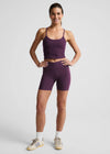 Beyond Yoga at your Leisure 5" Bike Short - Brilliant Blackberry Heather