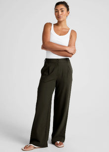  Beyond Yoga Status Wide Leg Trousers - Olive Ink
