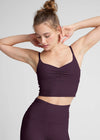Beyond Yoga Spacedye Raise the Barre Shirred Cropped Tank - Eggplant Purple Heather
