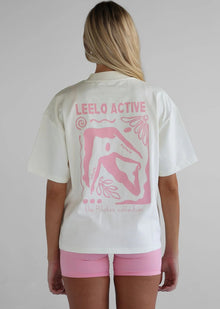  Leelo V5 Pilates Collection Tee - Cream/Pink