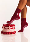 MoveActive Classic Crew Grip Socks -  Strawberry Ruffle Ruby
