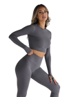 Leelo Sculpt Long Sleeve Crop - Charcoal