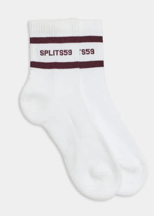  Splits59 Logo Stripe Quarter Socks - White/Cherry