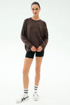 Splits59 Andie Oversized Fleece Sweatshirt -  Dark Chocolate