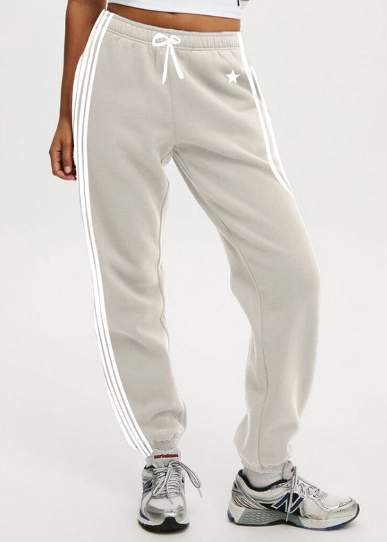 Sophie Moran Cuff Trackpants - Beige/White
