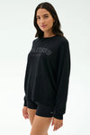 Splits59 Andie Oversized Fleece Varsity Graphic Sweatshirt - Black