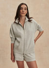 Varley Arlene Zip-Through Sweat - Light Grey Marl