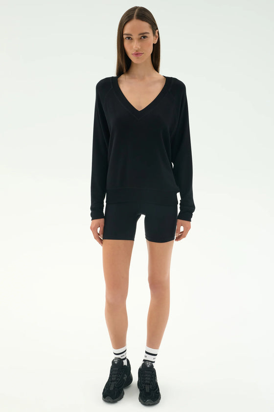 Splits59 Bennie Fleece V Neck Sweatshirt - Black