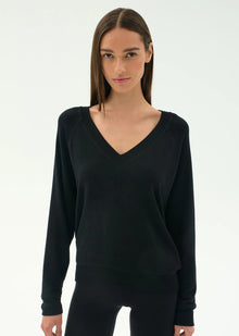  Splits59 Bennie Fleece V Neck Sweatshirt - Black