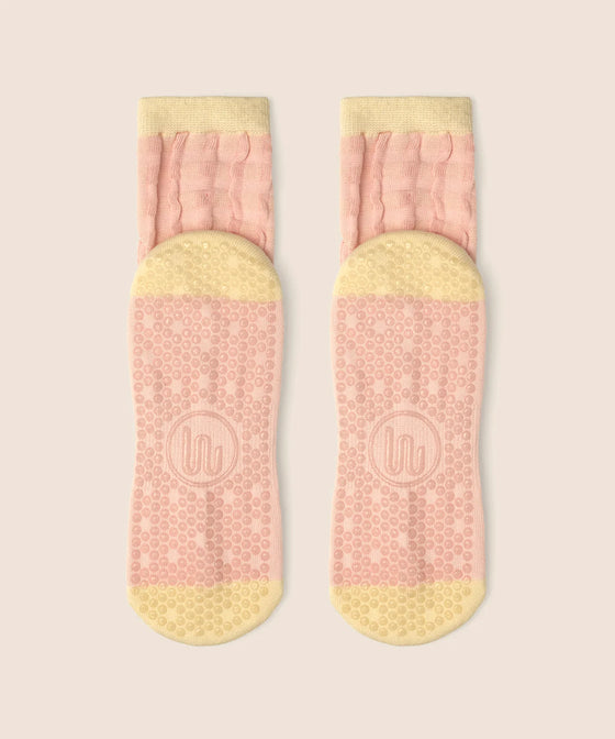 MoveActive Crew Non Slip Grip Socks - Sugar Pink Gingham