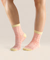 MoveActive Crew Non Slip Grip Socks - Sugar Pink Gingham
